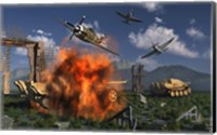 Framed P-47 Thunderbolts Attacking