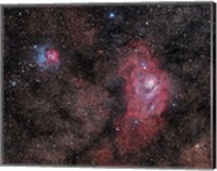 Framed Lagoon Nebula and Trifid Nebula in Sagittarius