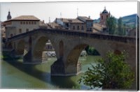 Framed Pedestrian Bridge over the Rio Arga, Puente la Reina, Navarra Region, Spain