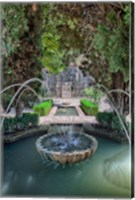 Framed Spain, Granada A Fountain in the gardens of the Alhambra Palace