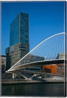 Framed Spain, Bilbao, Zubizuri Bridge over Rio de Bilbao