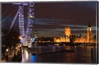 Framed Houses of Parliament and London Eye, London, England