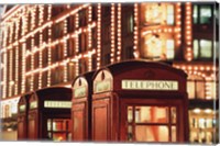 Framed Lit Telephone booth at Harrods, Knightsbridge, London, England