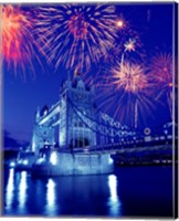 Framed Fireworks over the Tower Bridge, London, Great Britain, UK