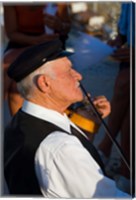 Framed Older Gentleman Playing The Violin, Imerovigli, Santorini, Greece