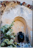 Framed Pottery and Flowering Vine, Oia, Santorini, Greece