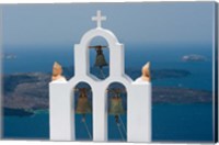 Framed Greece, Santorini White Church Bell Tower