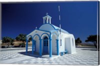 Framed Agios Nicoolaos Church and Checkered Pavement, Cyclades Islands, Greece