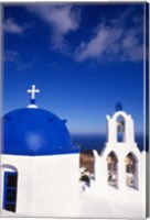 Framed White Orthodox Church of Oia Santorini, Greece