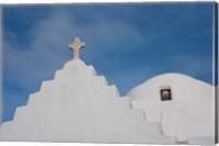 Framed Greece, Cyclades, Mykonos, Hora Typical church rooftop