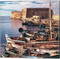 Framed Greece, Crete, Fishing boats, Rossa al Mare