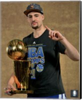 Framed Klay Thompson with the NBA Championship Trophy Game 6 of the 2015 NBA Finals
