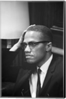 Framed Malcolm X Waits at Martin Luther King Press Conference