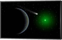 Framed Comet passing a distant Alien World