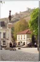 Framed Main Square with Statue, Tokaj, Hungary