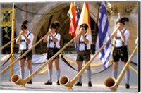 Framed Men Playing Alphorn, Munich, Germany