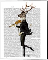 Framed Dancing Deer with Violin