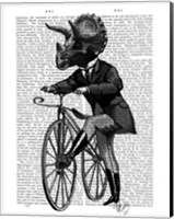 Framed Triceratops Man on Bike Dinosaur