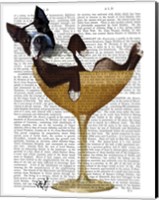 Framed Boston Terrier in Cocktail Glass