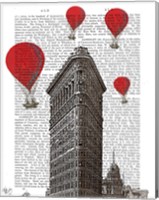 Framed Flat Iron Building and Red Hot Air Balloons