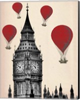 Framed Big Ben and Red Hot Air Balloons