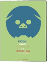 Framed Blue Piggy Multilingual