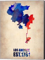 Framed Los Angeles Watercolor Map 1