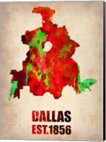Framed Dallas Watercolor Map