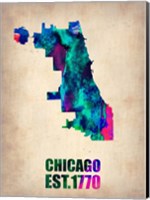 Framed Chicago Watercolor Map
