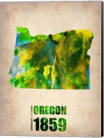 Framed Oregon Watercolor Map