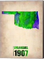 Framed Oklahoma Watercolor Map