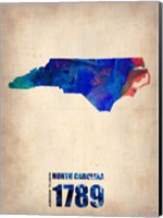 Framed North Carolina Watercolor Map