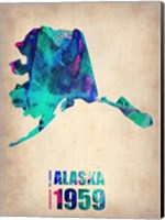 Framed Alaska Watercolor Map
