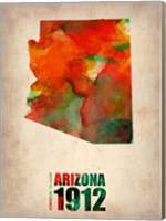 Framed Arizona Watercolor Map