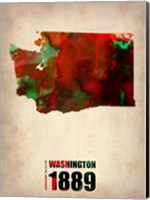 Framed Washington Watercolor Map