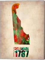 Framed Delaware Watercolor Map