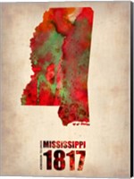 Framed Mississippi Watercolor Map