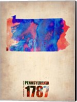 Framed Pennsylvania Watercolor Map