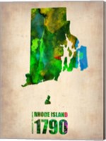 Framed Rhode Island Watercolor Map
