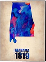 Framed Alabama Watercolor Map