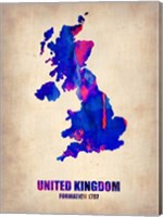 Framed United Kingdom Watercolor Map