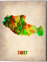 Framed Tibet Watercolor Map
