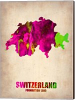 Framed Switzerland Watercolor Map