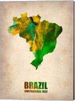Framed Brazil Watercolor Map