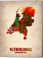Framed Netherlands Watercolor Map