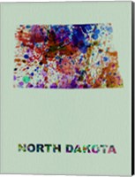 Framed North Dakota Color Splatter Map