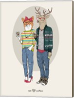Framed Fox Girl And Deer Boy Hipsters