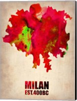 Framed Milan Watercolor Map