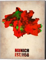 Framed Munich Watercolor Map