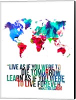 Framed World Map Quote Mahatma Gandi